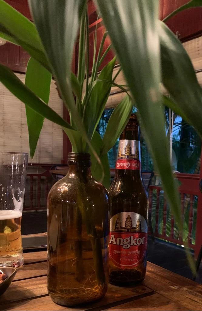 Botella de Cerveza Angkor en un viaje especial en Camboya
