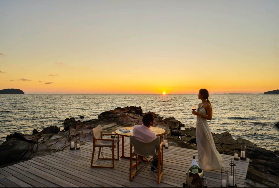 Atardecer en un viaje de novios a Camboya